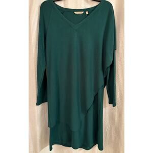 Soft Surroundings Women’s Petite Medium Green Asymmetrical Layered Midi Dress